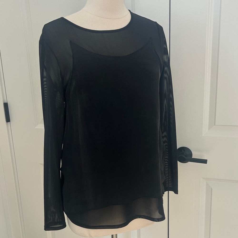 Stella Carakasi size XS black Mesh overlay Illusion Top Shirt